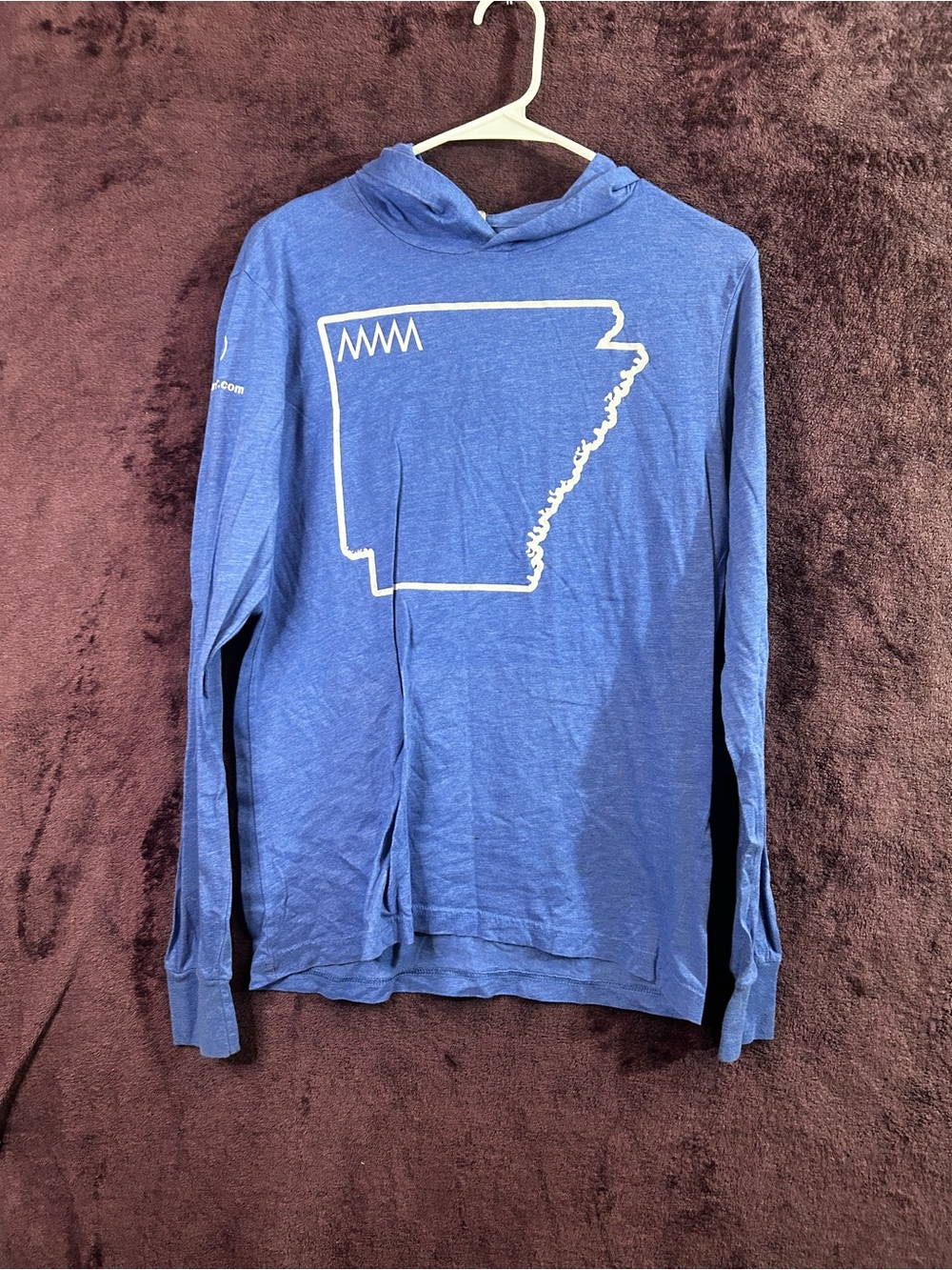 Bella Canvas Blue Kids Hoodie with White State Outline